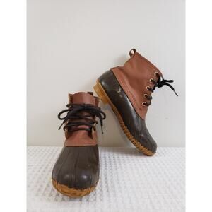 (J5) Pro Line Steel Shank Leather Duck Boots Mens Size 9 Brown Waterproof Lined